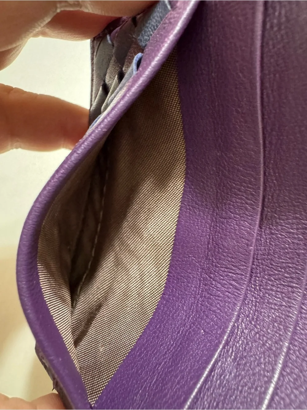 Bottega Veneta Leather Card Holder in Deep Purple with Woven Detail